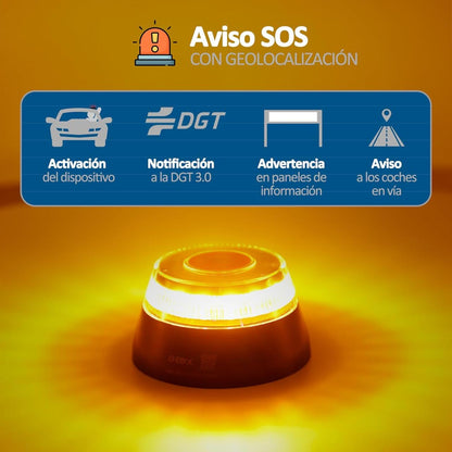 Pack 2 Piezas De Balizas Luces Emergencia V16 Homologada DGT con Geolocalización Baliza Coche Conectada DGT 3.0